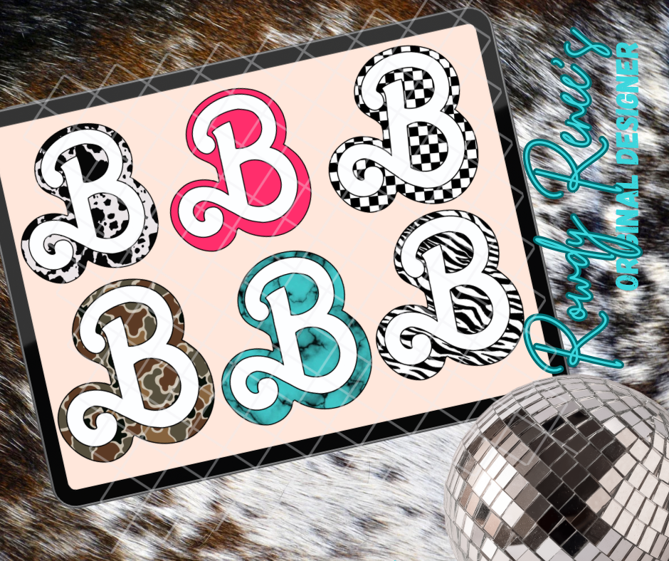 Patterned Barrrrbie b clipart