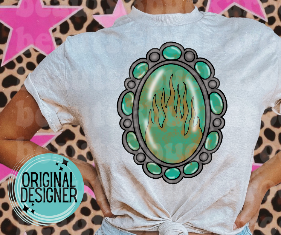 Turquoise flame stone