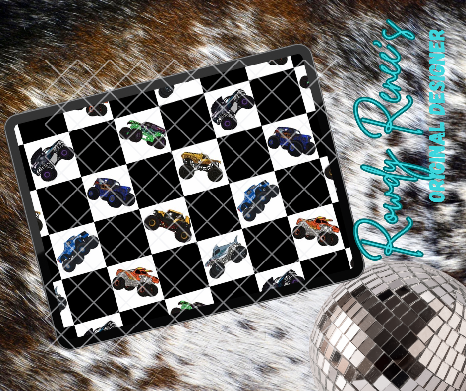 Checkered monster truck seamless