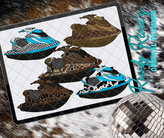 Patterned jet ski clippies