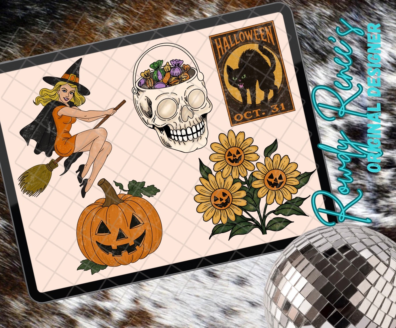 Vintage Halloween clipart set 1