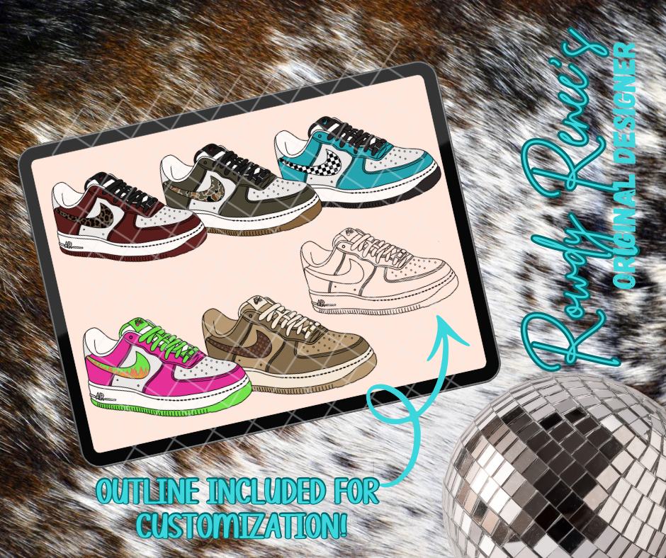 Pattern air shoes with outline.