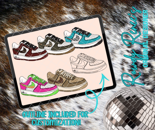 Pattern air shoes with outline.