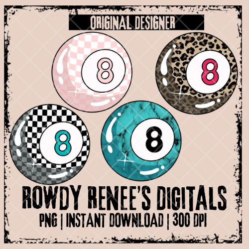 Patterned eight ball clip art pack