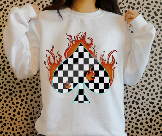 Fiery checkered spade