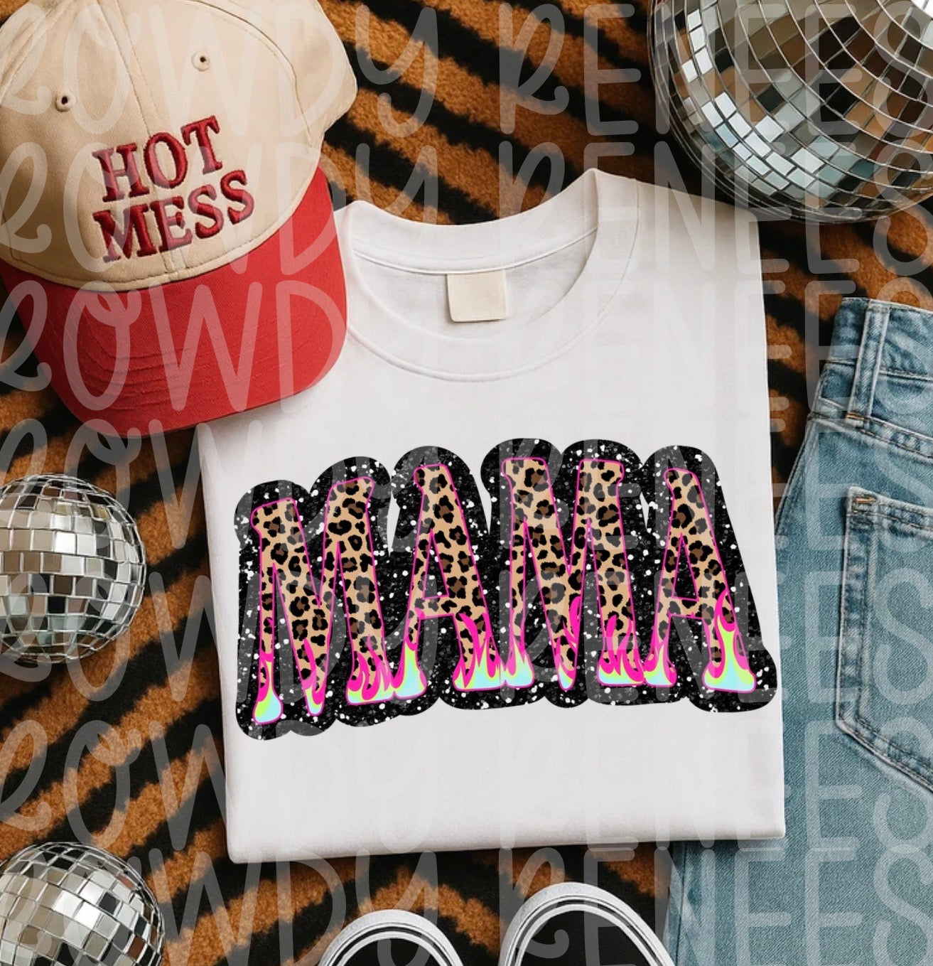 Cheetah vibrant flame mama tee