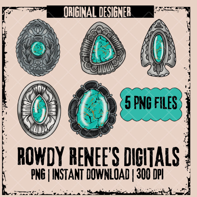 Turquoise stones 5 piece clip art