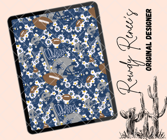 Cowboys floral seamless pattern