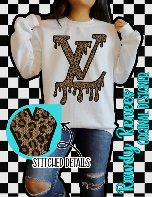 Lv cheetah printed stitch png